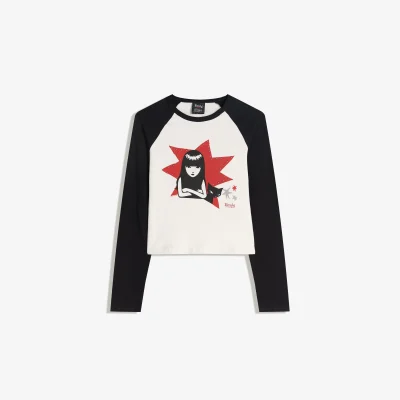 تیشرت آستین بلند طرح Emily the Strange bershka
