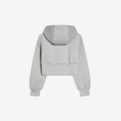 هودی سوئیشرت کمر بلند زیپ‌دار با کلاه bershka