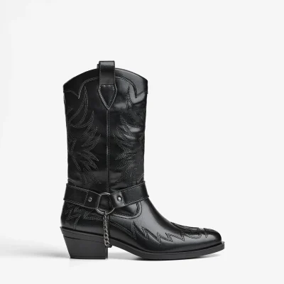 بوت کابوی زنجیردار با جزئیات فلزی مردانه bershka