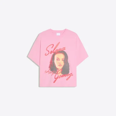تیشرت طرح دار آستین کوتاه Selena Gomez bershka
