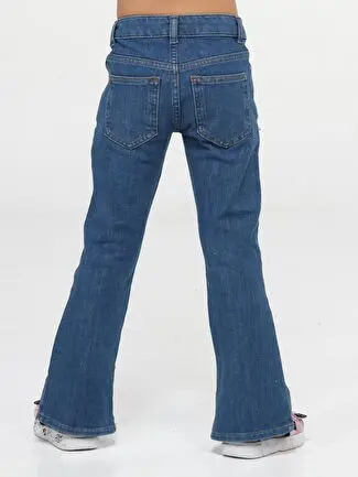 شلوار جین مام فیت اسپانیایی Mid Washed با چاک پاچه