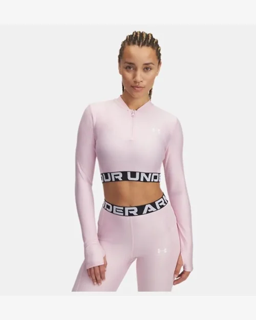 تیشرت آستین بلند زنانه UA HeatGear Rib با زیپ یک چهارم