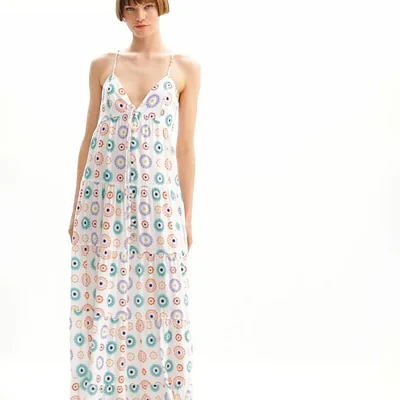 لباس مجلسی زنانه شیک با پارچه ساتن براق Desigual