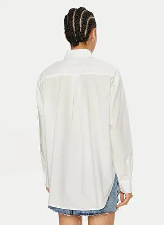پیراهن سفید زنانه Calvin Klein Jeans با گلدوزی استاندارد مدل WOVEN LABEL RELAXED SHIRT