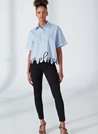 شلوار جین اسکینی فیت کمر معمولی مشکی زنانه Denim Trip مدل DT10087ANISA