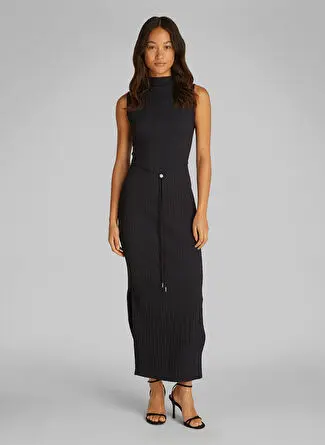 Calvin Klein زنانه مشکی یقه راسته لباس K20K208304BEH