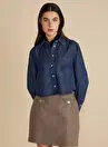 Brooks Brothers پیراهن جین اورسایز زنانه سرمه‌ای