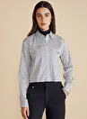 بلوز زنانه راه‌رنگ سرمه‌ای مدل Regular Fit Brooks Brothers