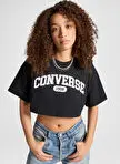 تیشرت کراپ اسپورتی کانورس مشکی زنانه CONVERSE SPORTY CROPPED TEE