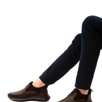 کفش اسپرت و اسنیکرز مردانه Tnc Sports از چرم طبیعی مشکی/قهوه‌ای