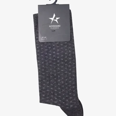 جوراب مردانه طرح دار بافت نرم آنتراسیت boyner