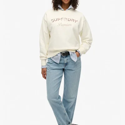 زنانه سفید هودی طرح چاپی نوشته استاندارد W2012455A Superdry