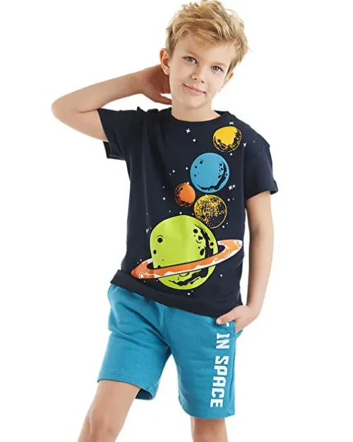 ست تیشرت و شورت پسرانه طرح سیارات Denokids