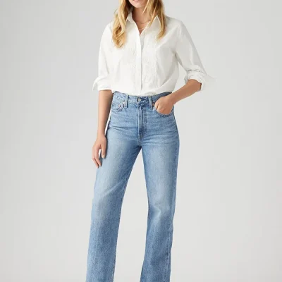 شلوار جین زنانه Levi's Ribcage Wide Leg مدل H223 Not The Same Mavi Levis