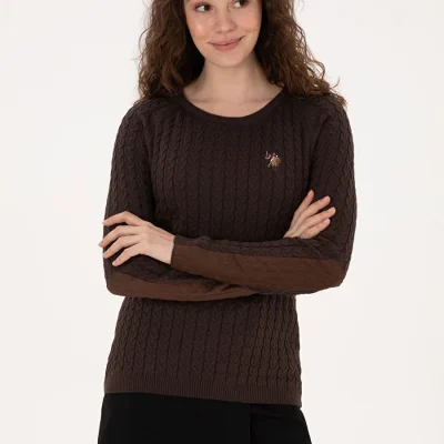 زنانه کایاک یقه اسلیم فیت قهوه‌ای مدل MERY-BSK25 U.S. Polo Assn. US