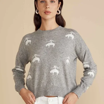 زنانه یقه اسکی طرح حیوانی گری ملانژ Brooks Brothers