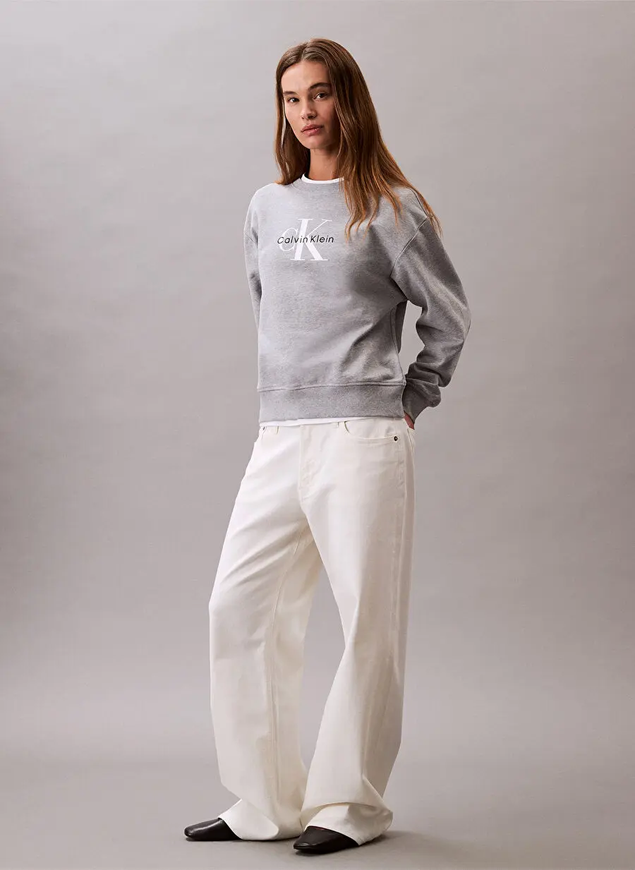 Calvin Klein Jeans سویشرت زنانه طوسی با طرح چاپی LV047B234GP79