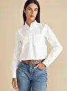 Brooks Brothers بلوز سفید زنانه مدل Regular Fit از جنس ۱۰۰٪ پنبه با گلدوزی لوگو کرپ آکسفورد