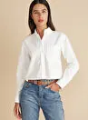 Brooks Brothers بلوز سفید زنانه مدل Regular Fit از جنس ۱۰۰٪ پنبه با گلدوزی لوگو کرپ آکسفورد