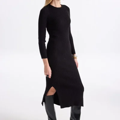 ONLKATIA LS MAXI BOATN DRESS CC KNT - پیراهن بلند مشکی ONLY