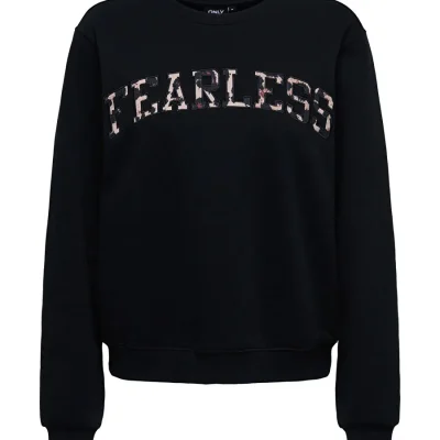 سویشرت مشکی زنانه با پولک‌های براق و یقه O ONLFREDERIKKA L/S PRINT BOX UB SWT Only