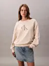 Calvin Klein Jeans سویشرت زنانه سفید یقه گرد استاندارد طرح دار مدل LV047B234GACG