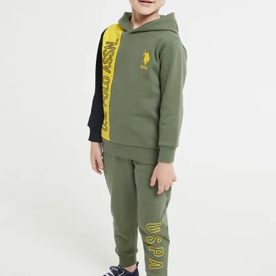 ست هودی و شلوار بچه گانه مردانه U.S. Polo Assn مجلسی خاکی US