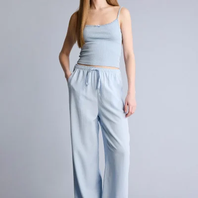 شلوار زنانه Mavi مدل Wide Leg با جیب، کمر بلند، قد استاندارد از جنس ترکیب کتان Defacto