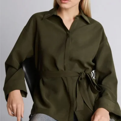 پیراهن زنانه دکمه‌دار یقه‌دار آستین بلند DeFacto مدل 3402549