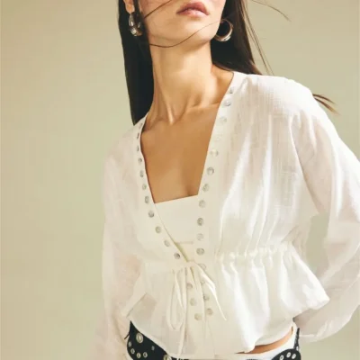بلوز زنانه آستین بلند Ekru مدل Regular Fit 3460790 Defacto