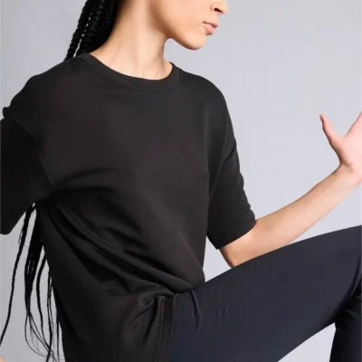 تیشرت اسپرت زنانه اورسایز مشکی مدل 3377058 Defacto