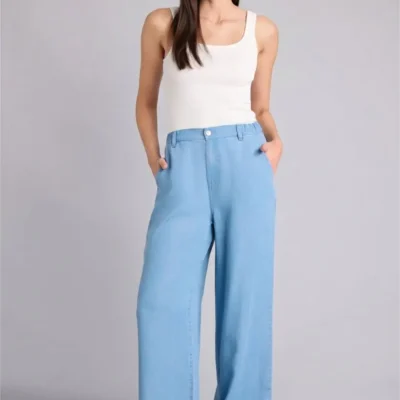 شلوار جین زنانه ایندیگو مدل Wide Leg کمر بلند 3425803 Defacto