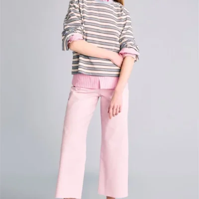 شلوار کولوت زنانه دFacto مدل گاباردین کمر بلند صورتی Defacto