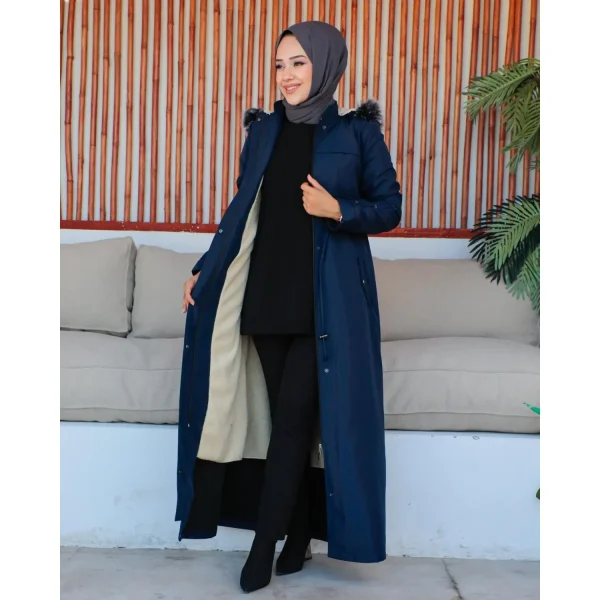 کت بلند زنانه طرح بارانی با آستر خز مدل Kmkkombin از برند اوزالتای