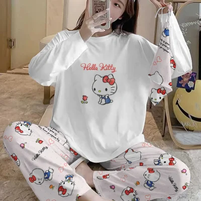 Bahd Hello Kitty Süpersoft زنانه پیژاما ست 2993 Pembis Homewear