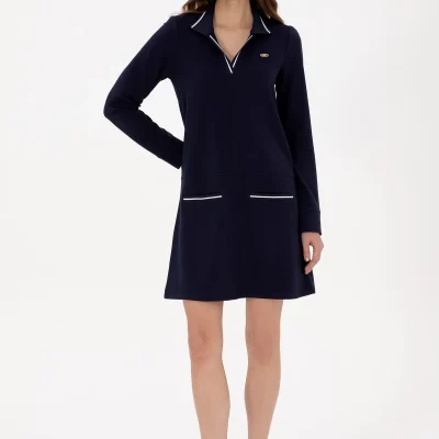 پیراهن زنانه مرغوب مدل مینی پولو یقه گرد آلوچه ای 50314212-VR074 U S Polo Assn