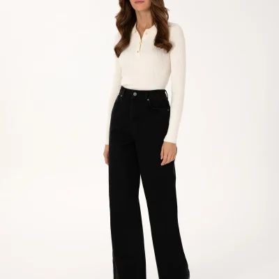 شلوار جین مشکی گشاد مدل Siyah Loose Fit Jean 50318043-VR046 Pierre Cardin