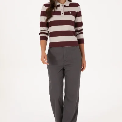 شلوار کتان زنانه آنتراسیت مدل Straight Fit کد 50316895-VR006 U S Polo Assn