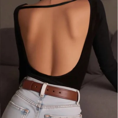 بلوز مشکی با یقه عمیق پشت - Russian Trends Blck Premium