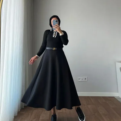 دامن اسکوبا کلوش مشکی زنانه پف دار Newness Fashion Forwoard