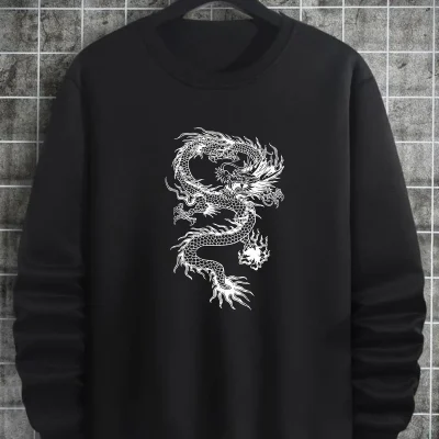 سویشرت یقه گرد طرح اژدها Swıt Sıfır Yaka On Dragon Baskı Unisex X Compass Life