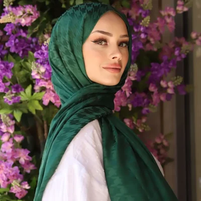 شال زمردی کازایاگی ابریشمی ژاکارد ZÜMRÜT1 MIS Ipek