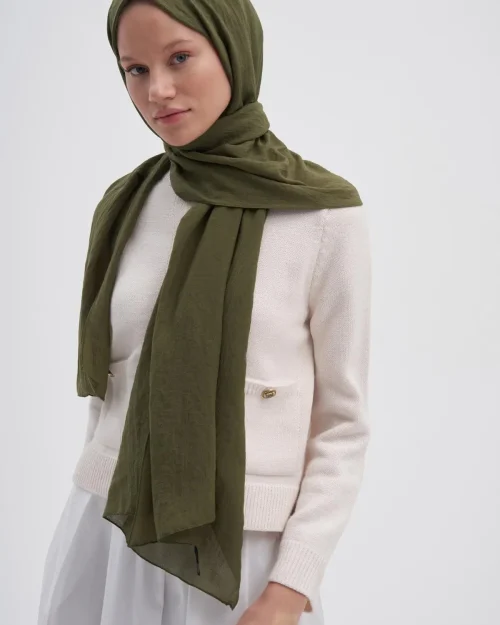 شال ارگانیک چروک زیتونی