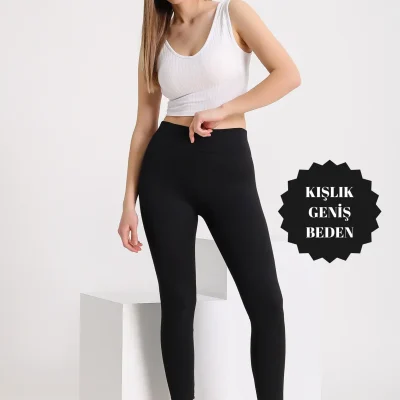 شلوار تایت زمستانی زنانه Curve مدل باردو مشکی سایز بزرگ Banega