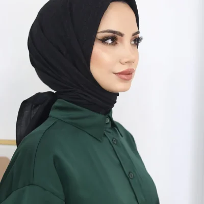 شال کراش بامبویی زنانه مشکی HAR UM Ticaret