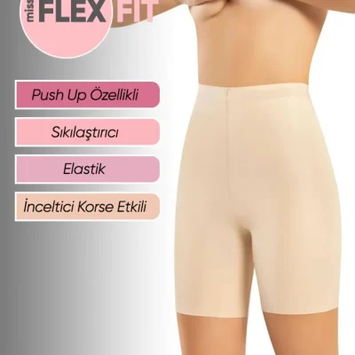 شورت کرس لیزری با کمر بلند و سیلیکون، جمع‌کننده شکم و پهلو Missflex FIT