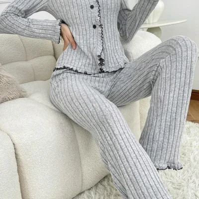لباس خواب مردانه نخی خاکستری Bella Notte