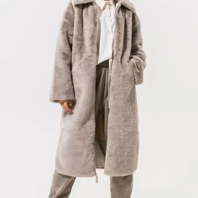 پارکا اسپرت زنانه Terma Fit مدل High Parka با خز مصنوعی، رنگ طوسی Nike