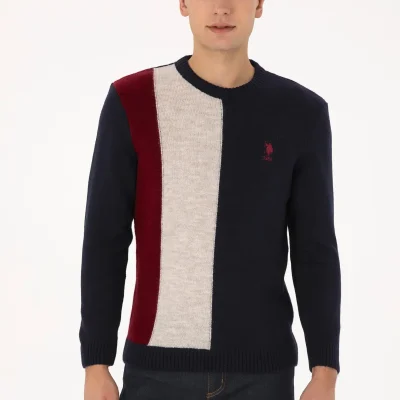 پلیور مردانه یقه اسکی لاکی طرح دوچرخه مدل 50314955-VR033 U S Polo Assn