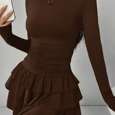 لباس کوتاه چند لایه با دامن والان دار Lumuteks